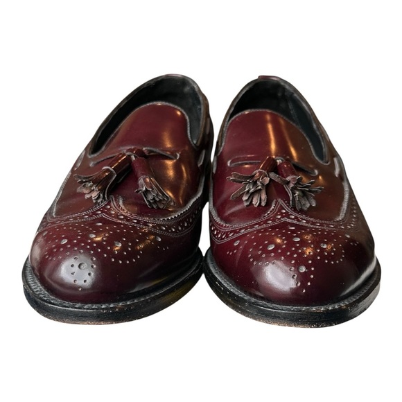 Vintage Florsheim Royal Imperial Tassel Wingtip Leather Loafer Burgundy Men’s 9E - Picture 4 of 8
